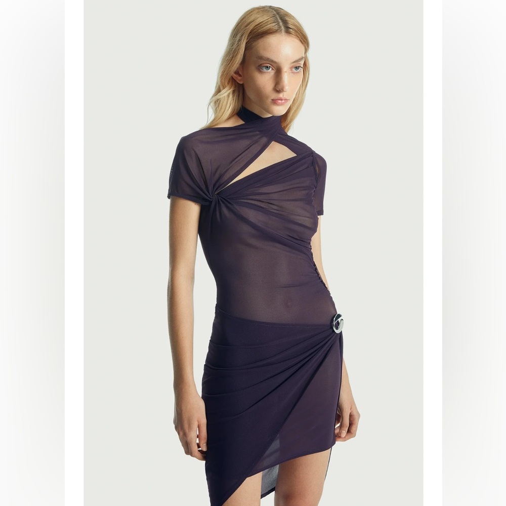 Coperni Asymmetrical Sheer Mesh Dress - Picture 15 of 16